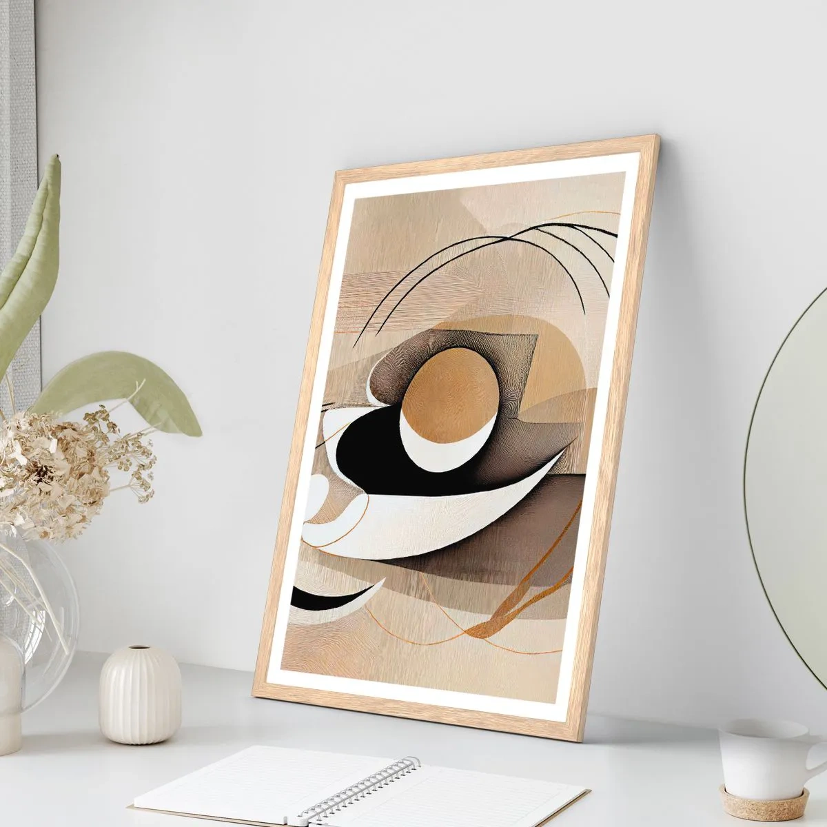 Poszter világos tölgy keretben - Kompozíció: a dolgok lényege - 70x100 cm