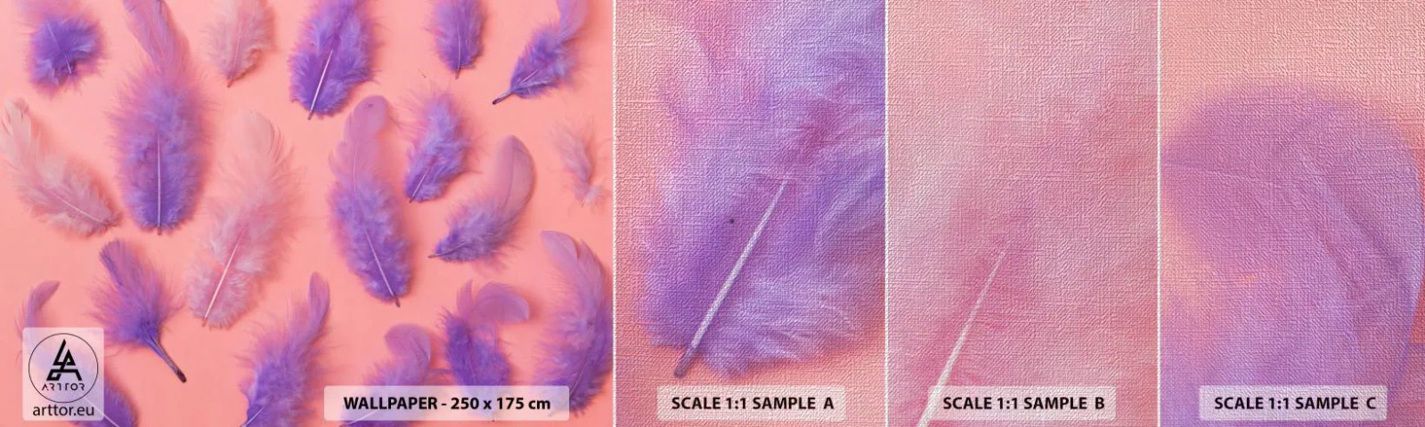 Fotótapéta Minta Premium Canvas - A vágy lila madara - Madár toll, Ihlet, Grafika - 100x30 cm