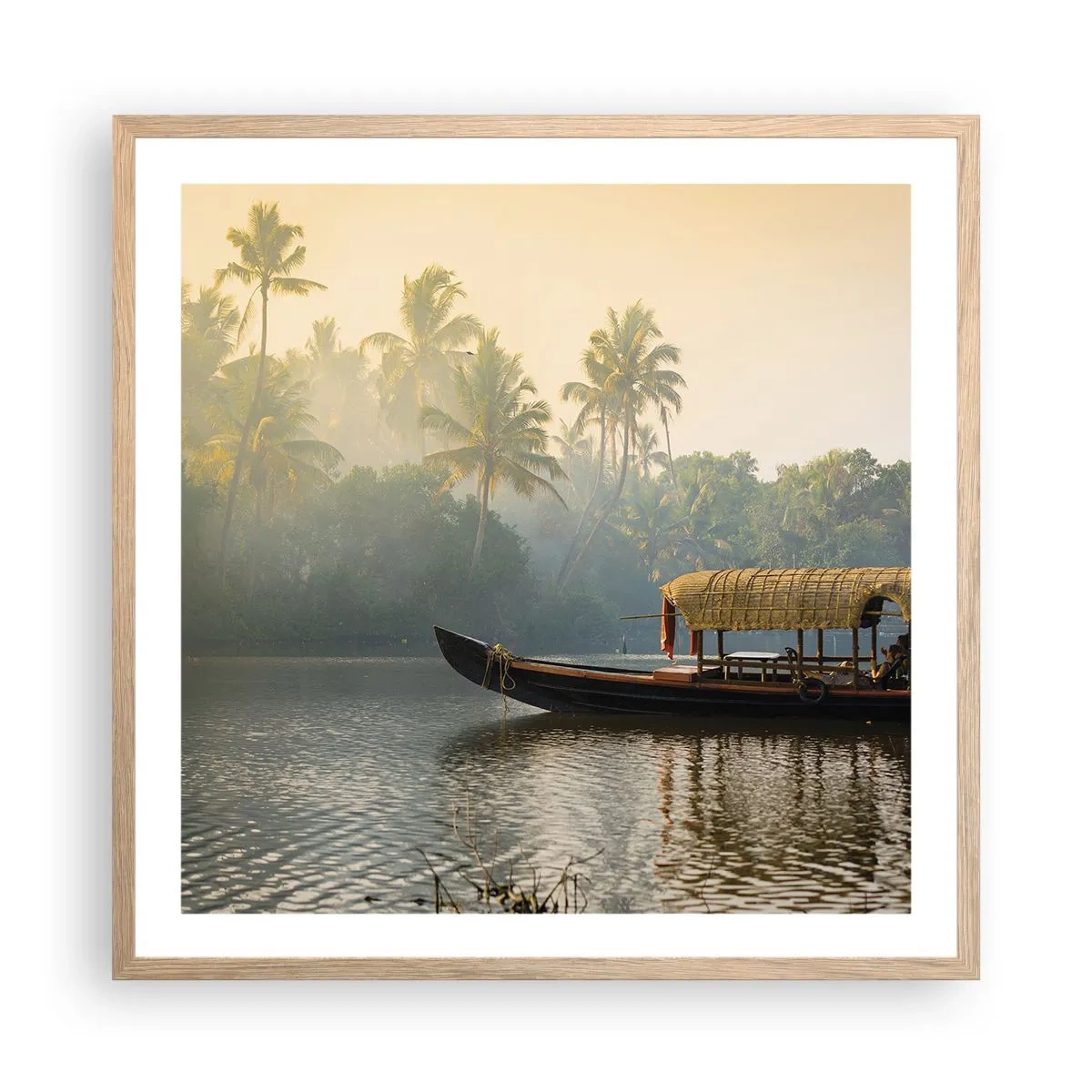 Poszter világos tölgy keretben - Ház a folyón - 60x60 cm