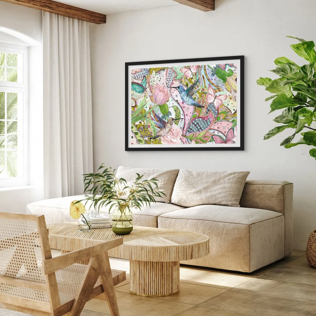 Poszter fehér keretben - Szőlőbe gabalyodva - 70x50 cm
