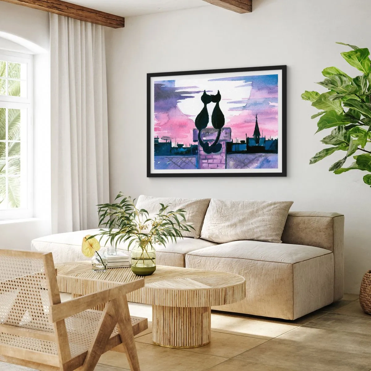 Poszter fehér keretben - Rendez-vous a holdfénynél - 100x70 cm