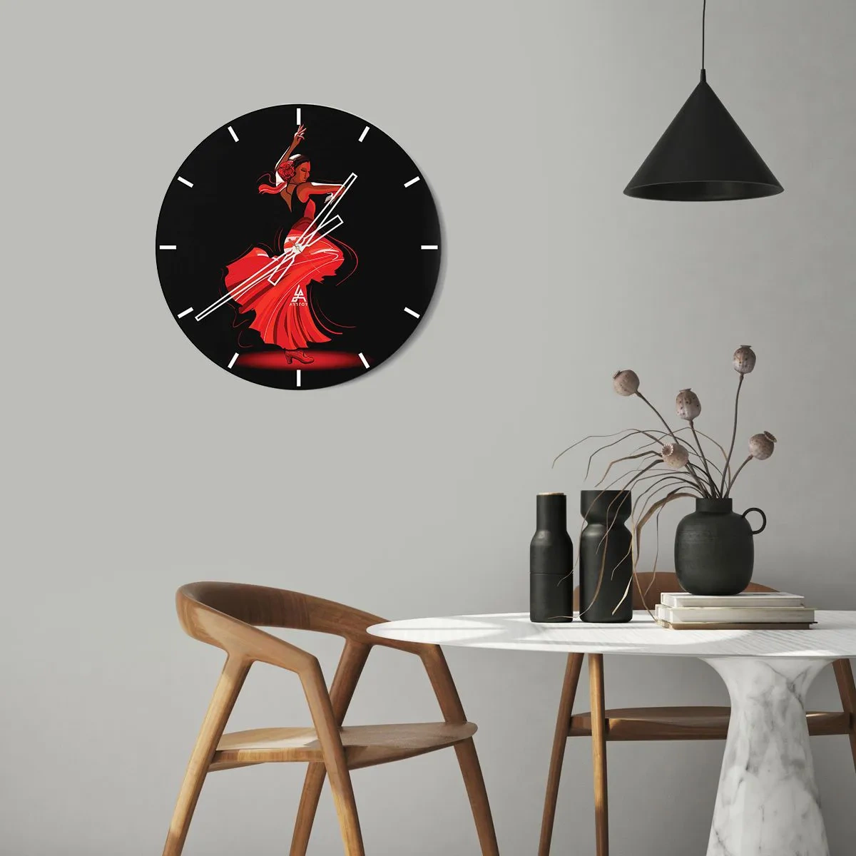 Falióra, Óra - A flamenco tüzes szelleme - 40x40 cm