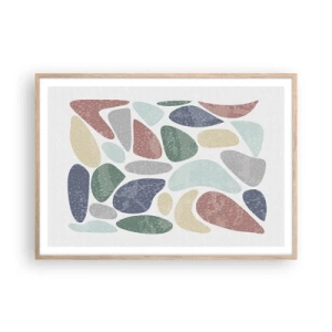 Poszter világos tölgy keretben - Mozaik púderes színekből - 100x70 cm