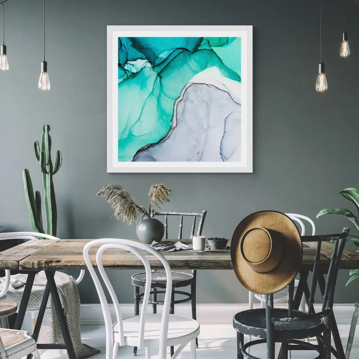 Poszter fekete keretben - Tanulmány türkizben - 30x30 cm