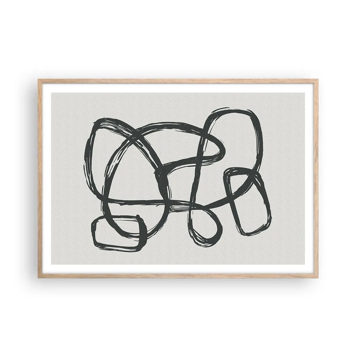 Poszter világos tölgy keretben - Hurkolt absztrakció - 100x70 cm