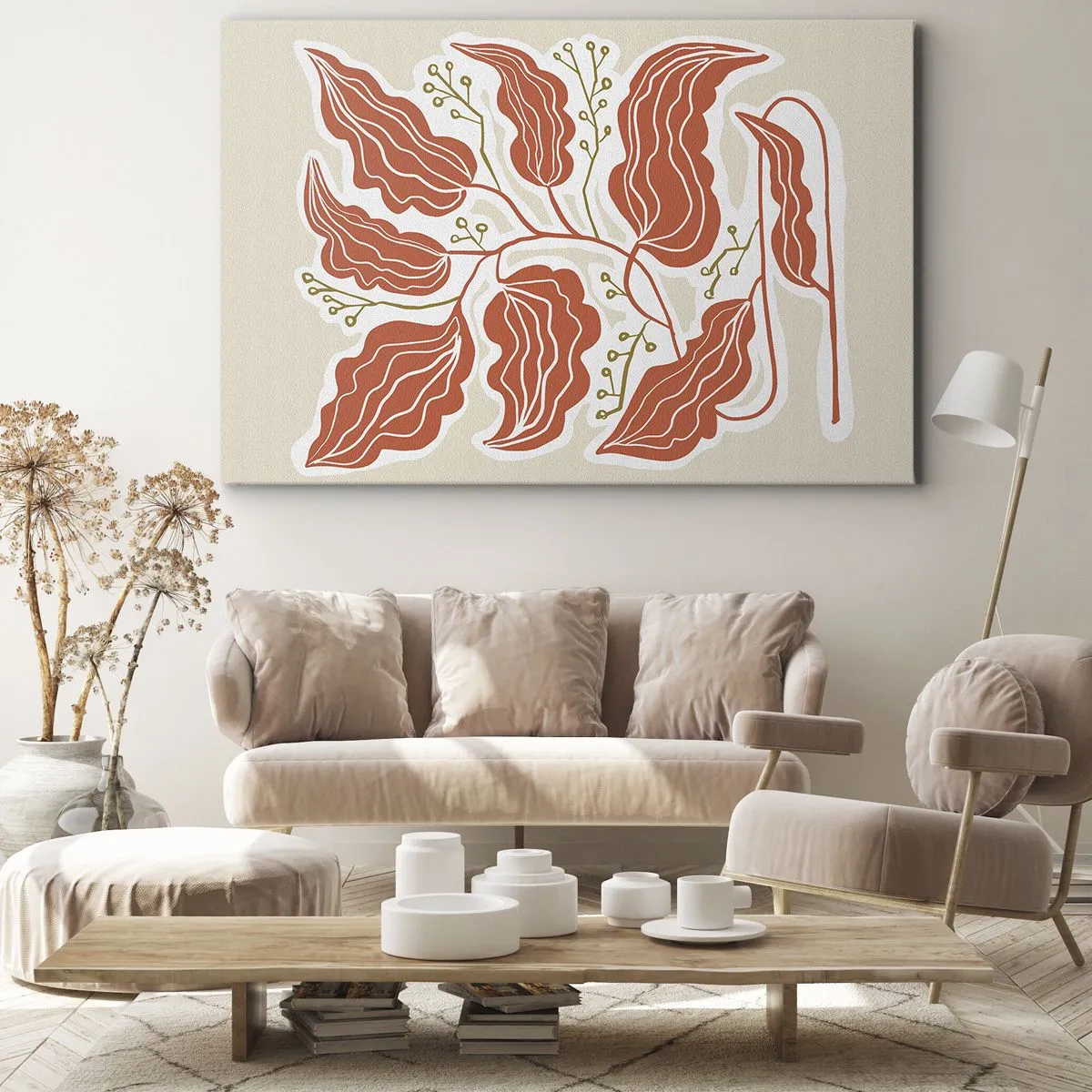 Vászonkép - Népi és korall - 70x50 cm