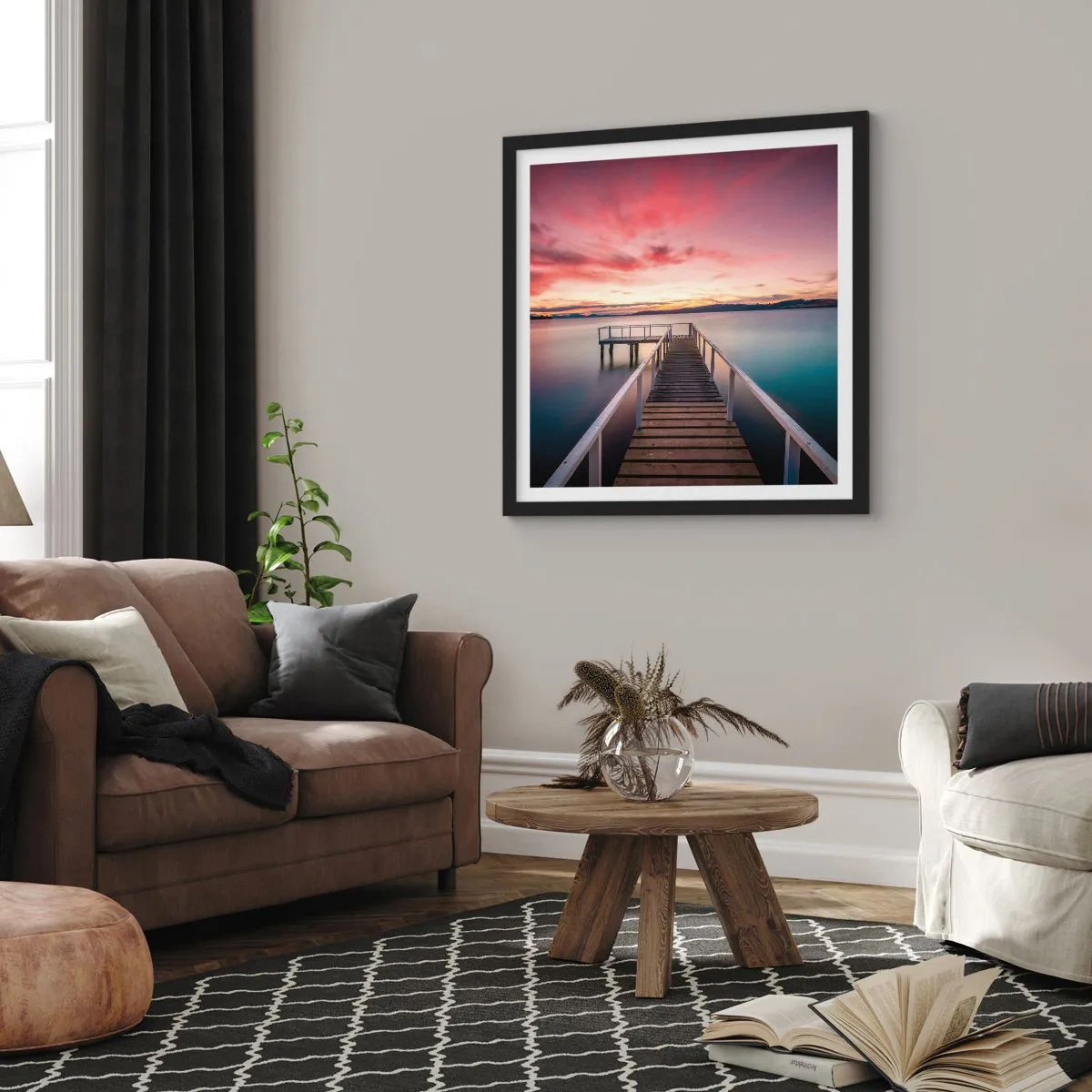 Poszter fehér keretben - Az este szelíd lángja - 40x40 cm