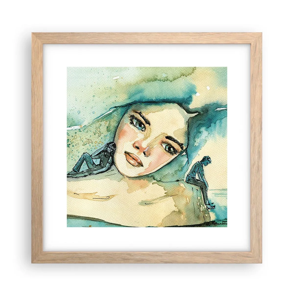 Poszter világos tölgy keretben - Am I blue? - 30x30 cm