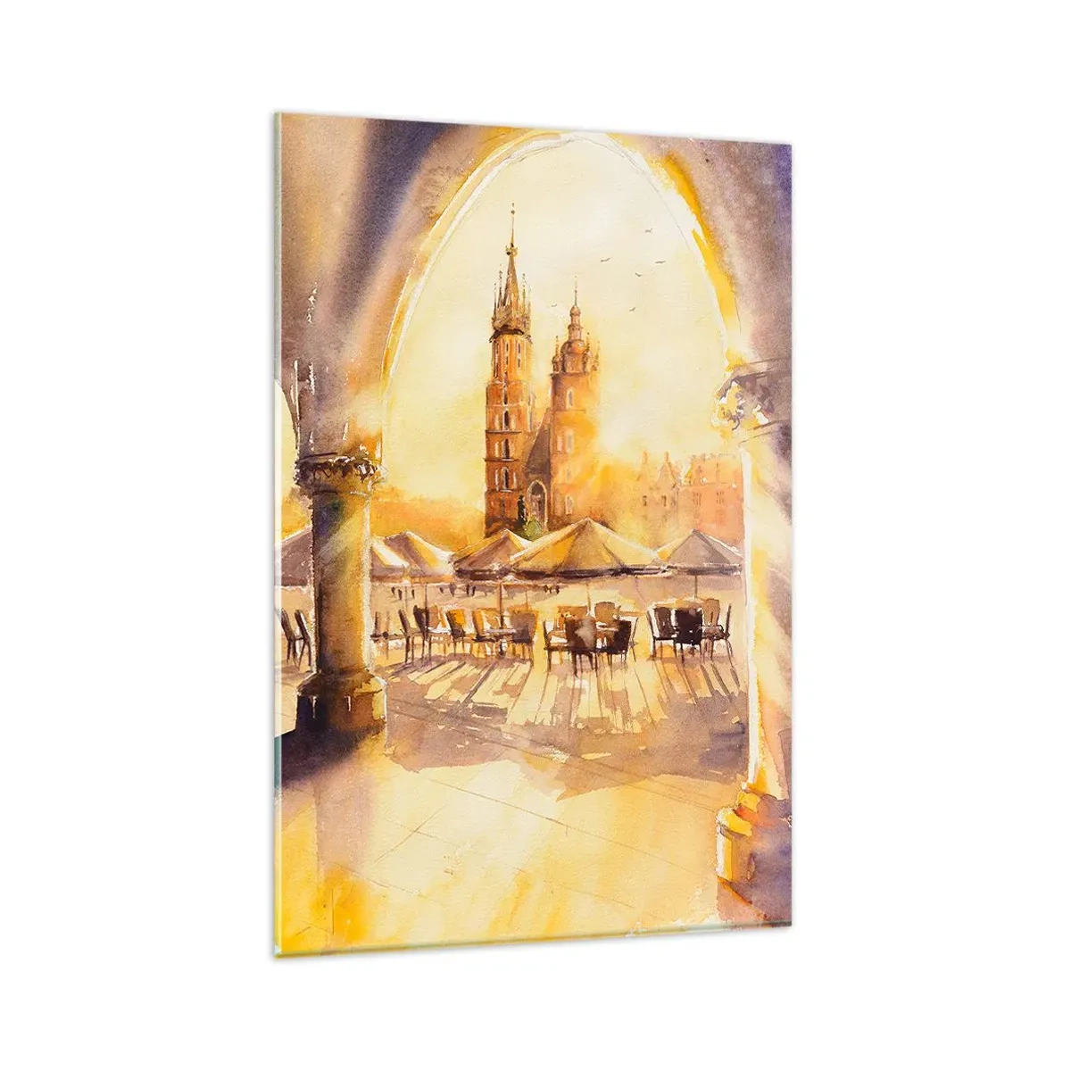 Üveg kép - Napkelte a krakkói piactér felett - 80x120 cm