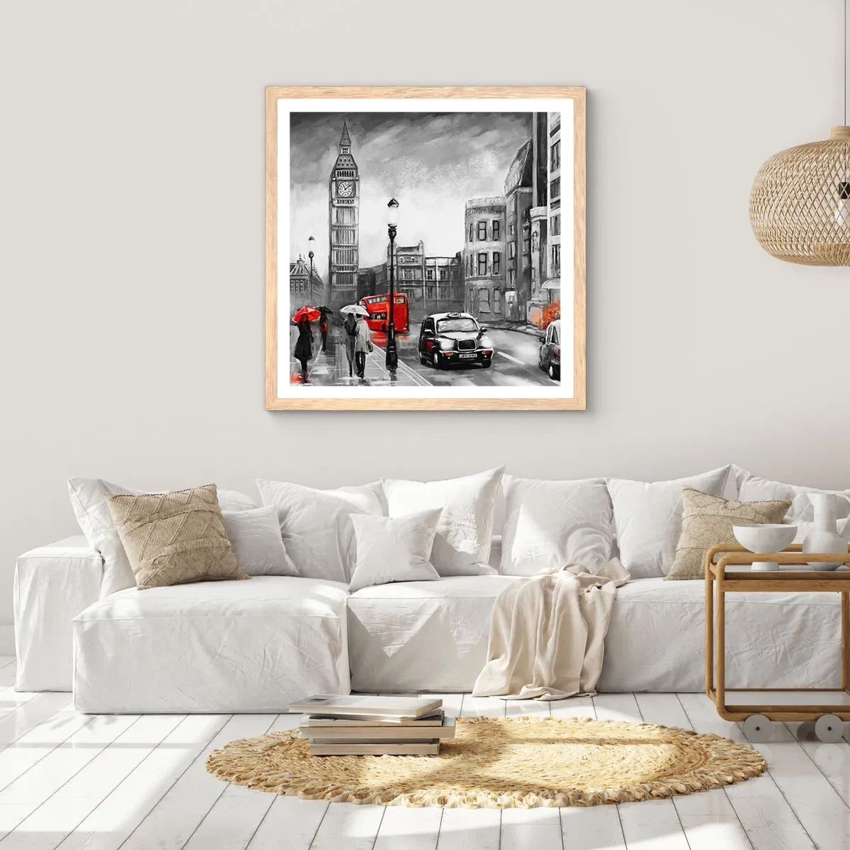 Poszter világos tölgy keretben - Egyáltalán nem szürke város - 60x60 cm