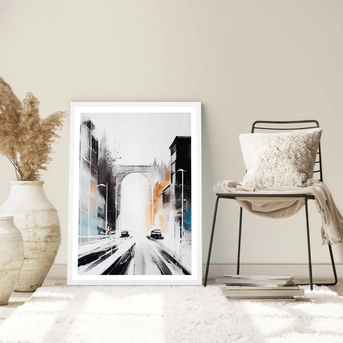 Poszter fekete keretben - Várostanulmány: építészet és mozgás - 50x70 cm