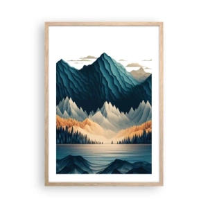 Poszter világos tölgy keretben - Tökéletes hegyi táj - 50x70 cm