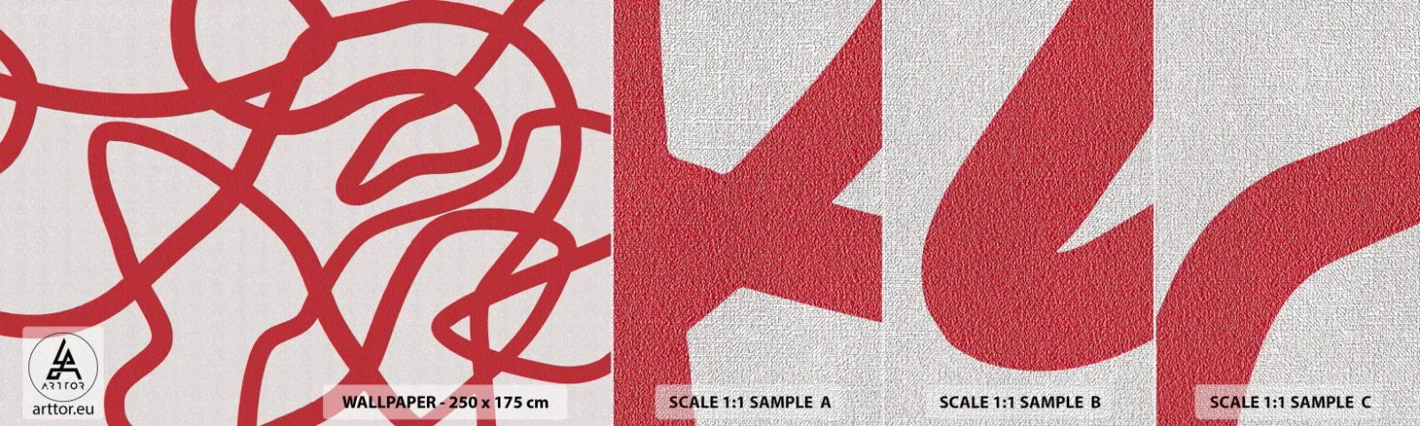 Fotótapéta Minta Premium Canvas - Piros a fehéren - Minimalizmus, Darab, Vonalak - 100x30 cm