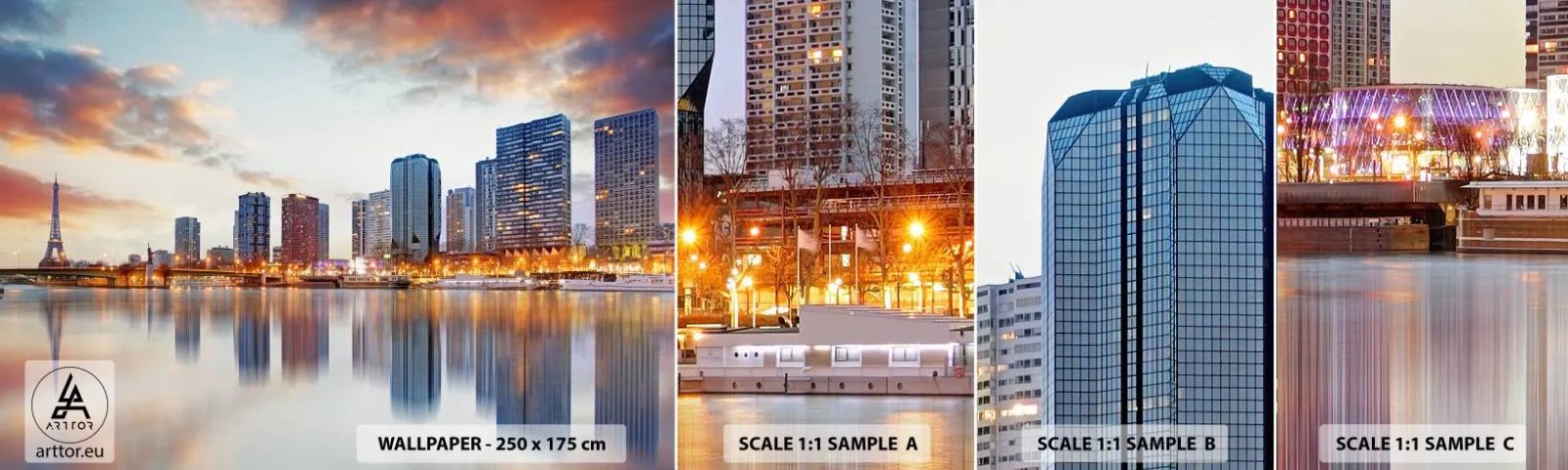 Fotótapéta Minta Öntapadós Deluxe Sticker - Párizs monumentális nyugalma - Város, Párizs, Eiffel-torony - 100x30 cm