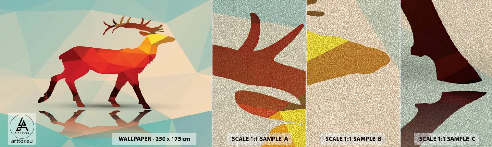 Fotótapéta Minta Premium Sand - Geometrikus szarvas - Állatok, Szarvas, Geometriai ábra - 100x30 cm