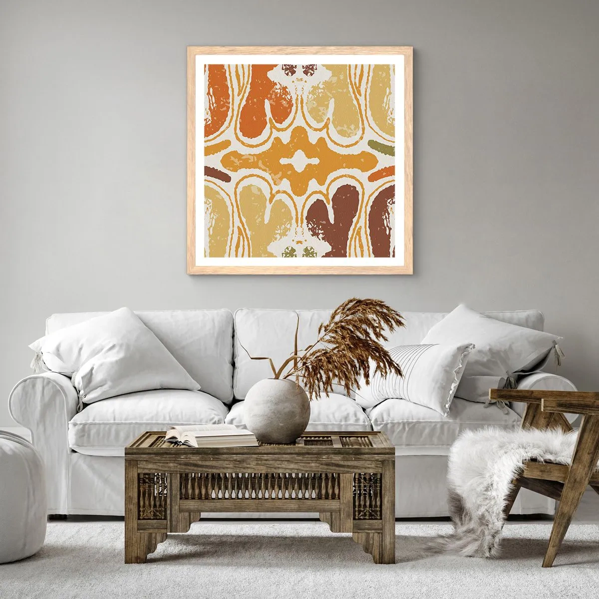 Poszter világos tölgy keretben - Érzelmes absztrakció - 30x30 cm