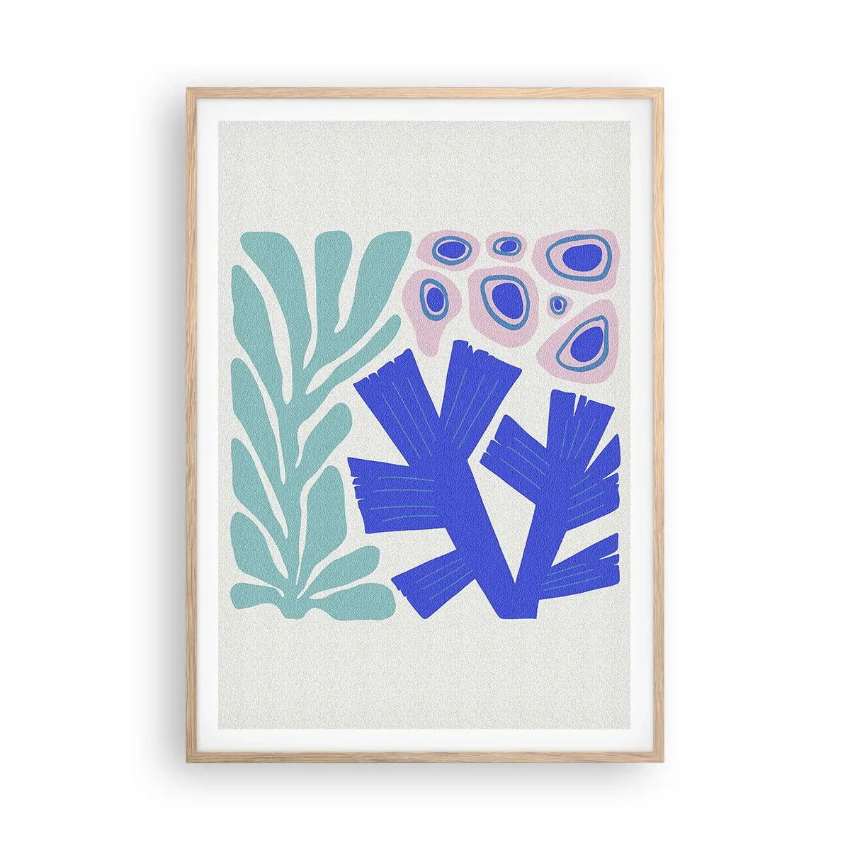 Poszter világos tölgy keretben - Víz alatti kert - 70x100 cm