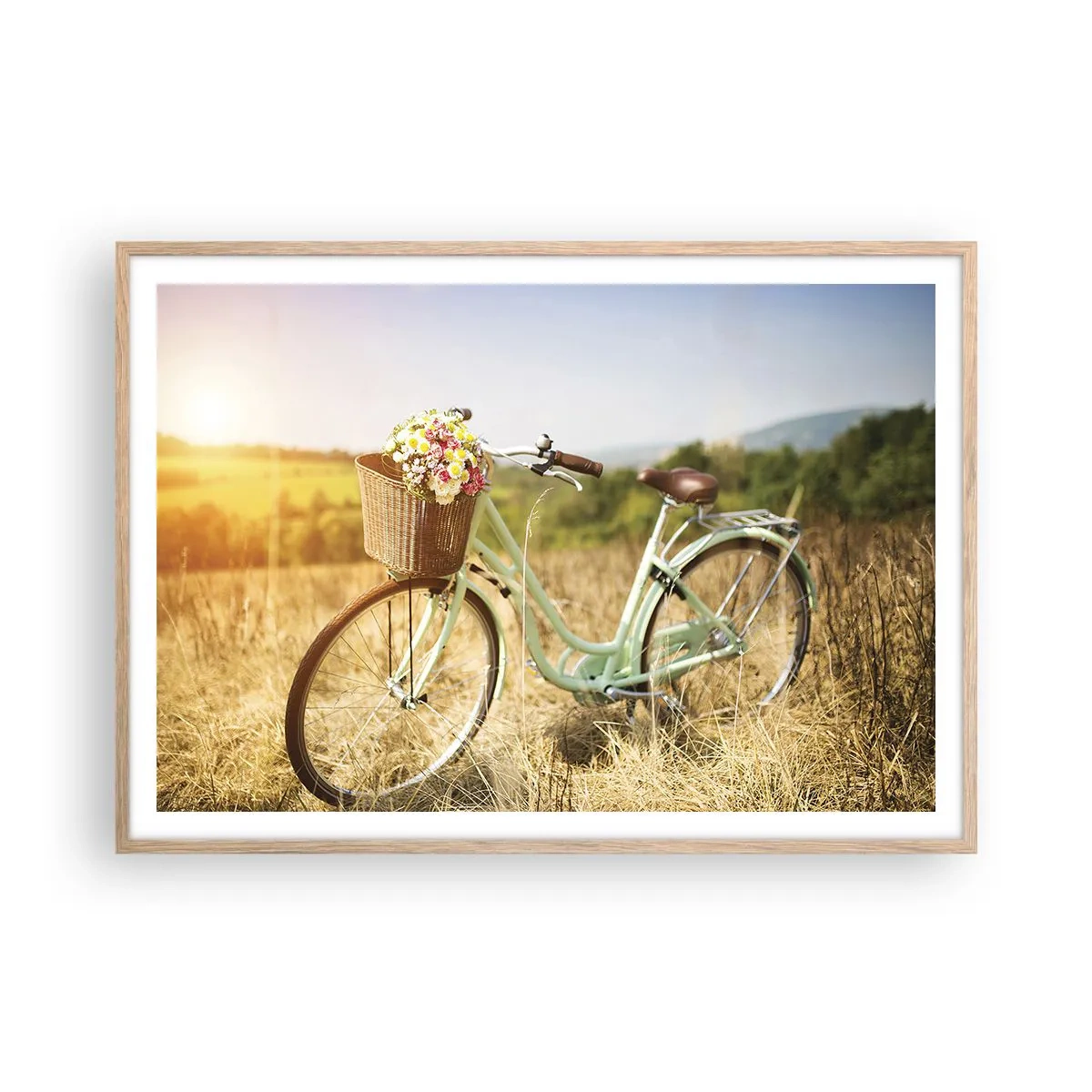 Poszter világos tölgy keretben - Itt maradok egy darabig - 100x70 cm