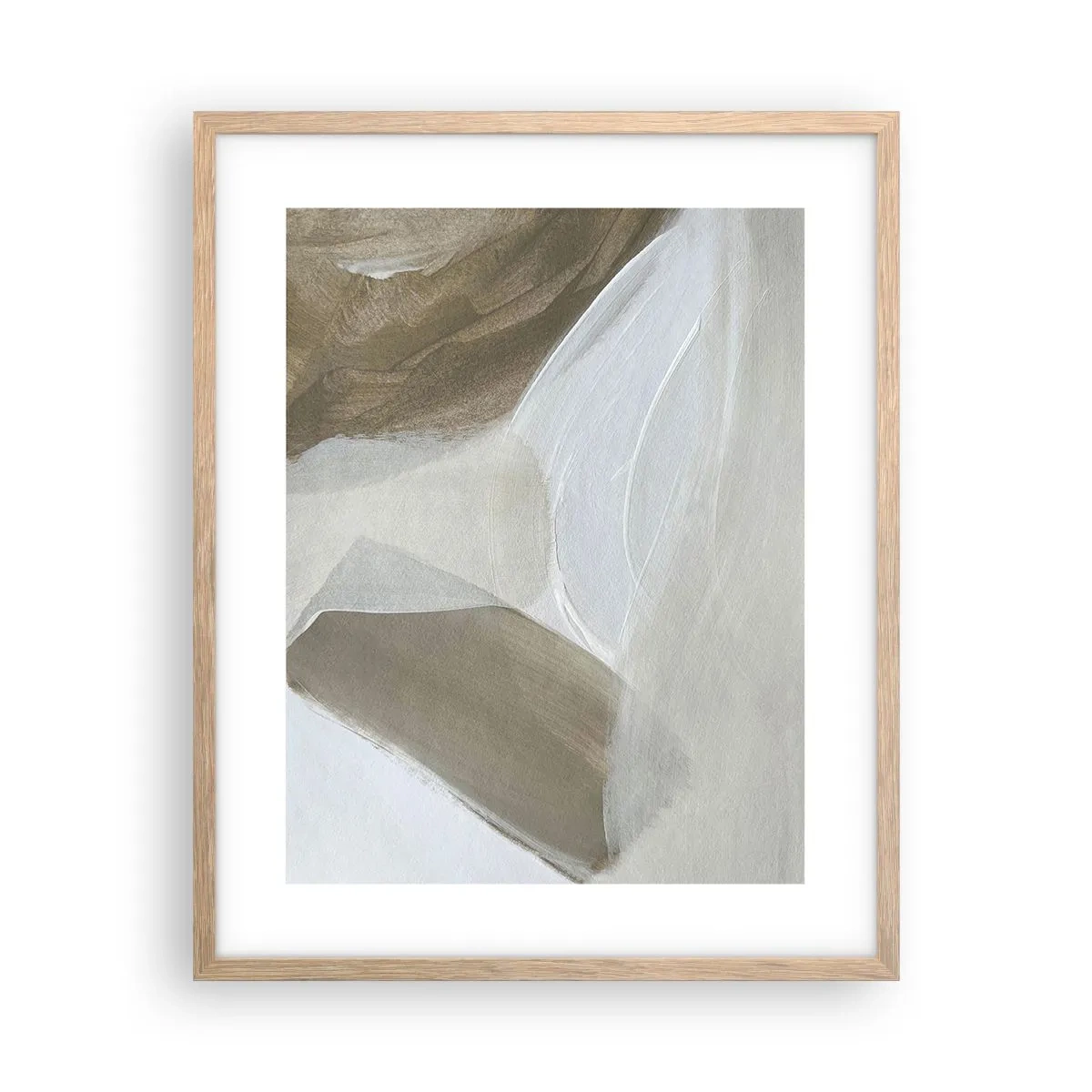 Poszter világos tölgy keretben - Fehér hullámai - 40x50 cm