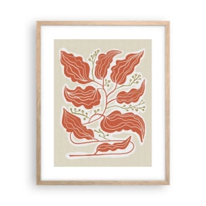 Poszter világos tölgy keretben - Népi és korall - 40x50 cm