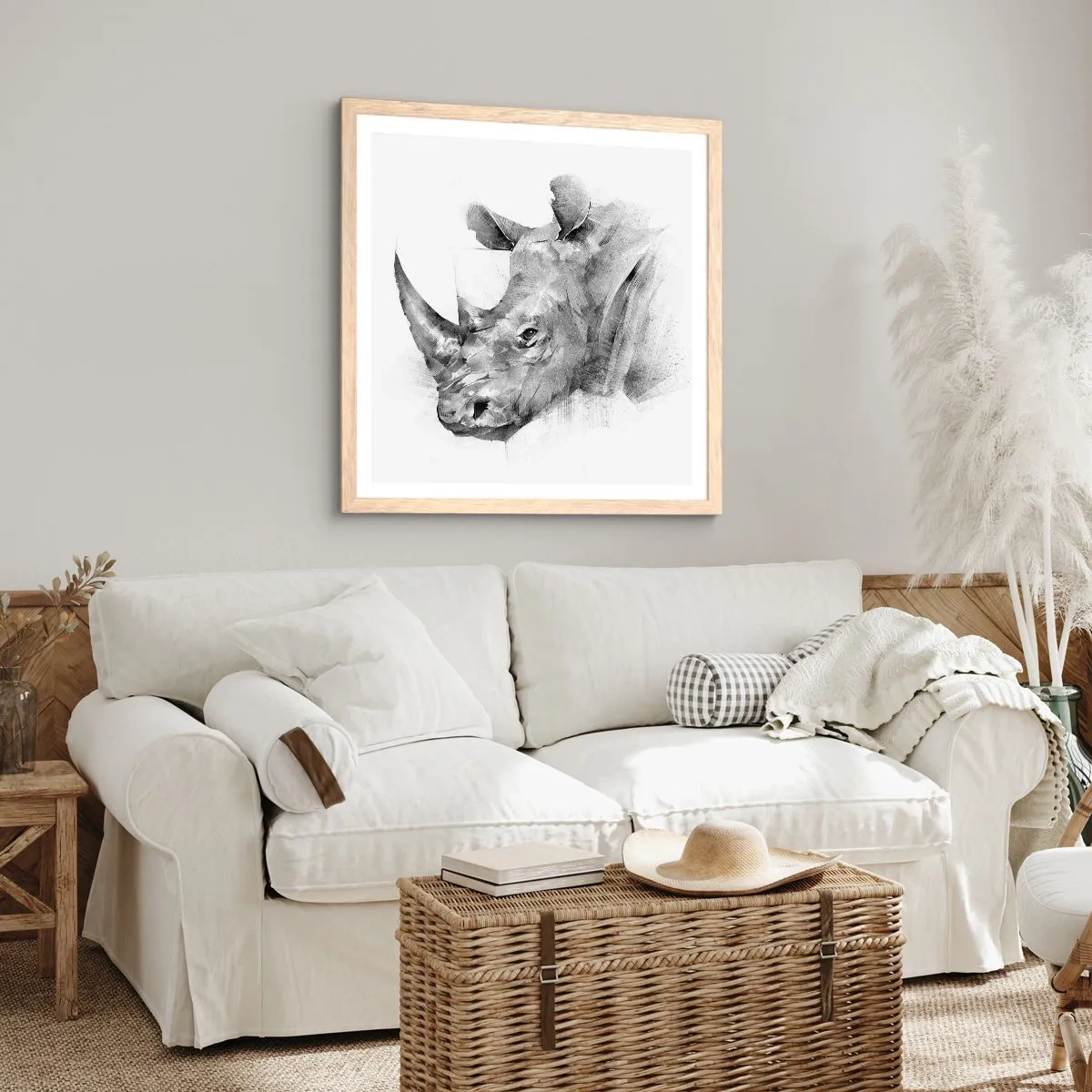 Poszter világos tölgy keretben - Afrikai portré - 30x30 cm