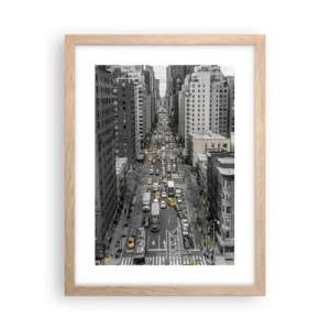 Poszter világos tölgy keretben - New York élete - 30x40 cm