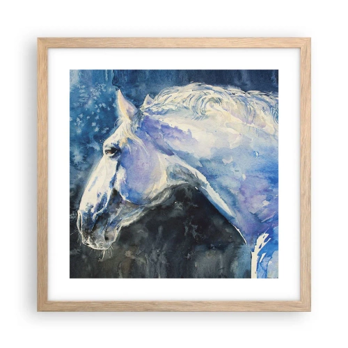 Poszter világos tölgy keretben - Portré kék fényben - 40x40 cm