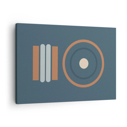 Vászonkép - Geometrikus kompozíció visszafogott színű körökkel és téglalapokkal. - 70x50cm - A dolgok lényege - Modern fali dekoráció nappalihoz és hálószobához ARTTOR