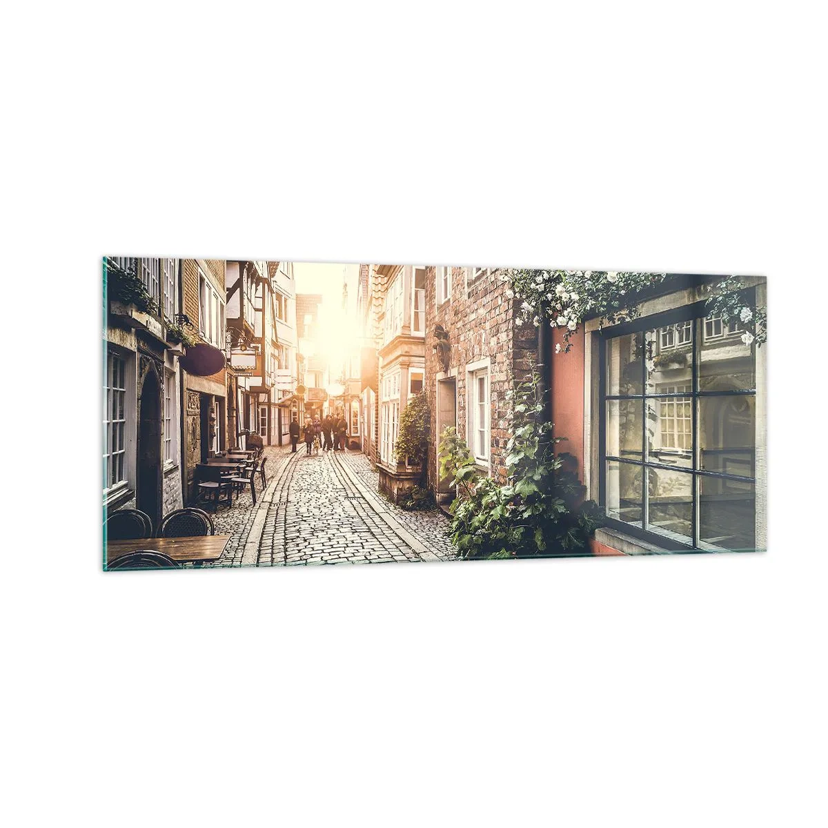 Üveg kép - Rózsa sikátor rózsaszín fényben - 100x40 cm