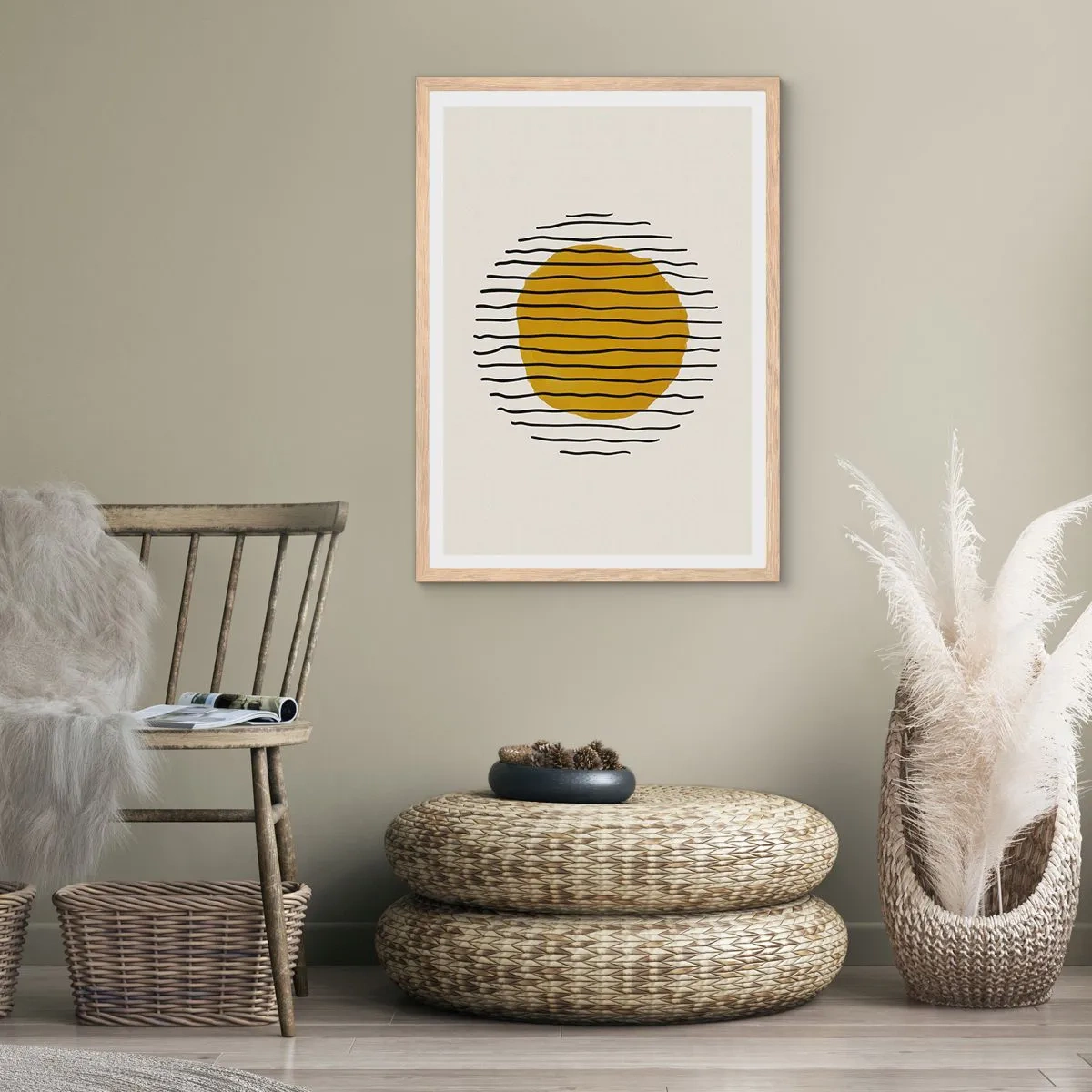 Poszter világos tölgy keretben - A hőtől remegő absztrakció - 70x100 cm