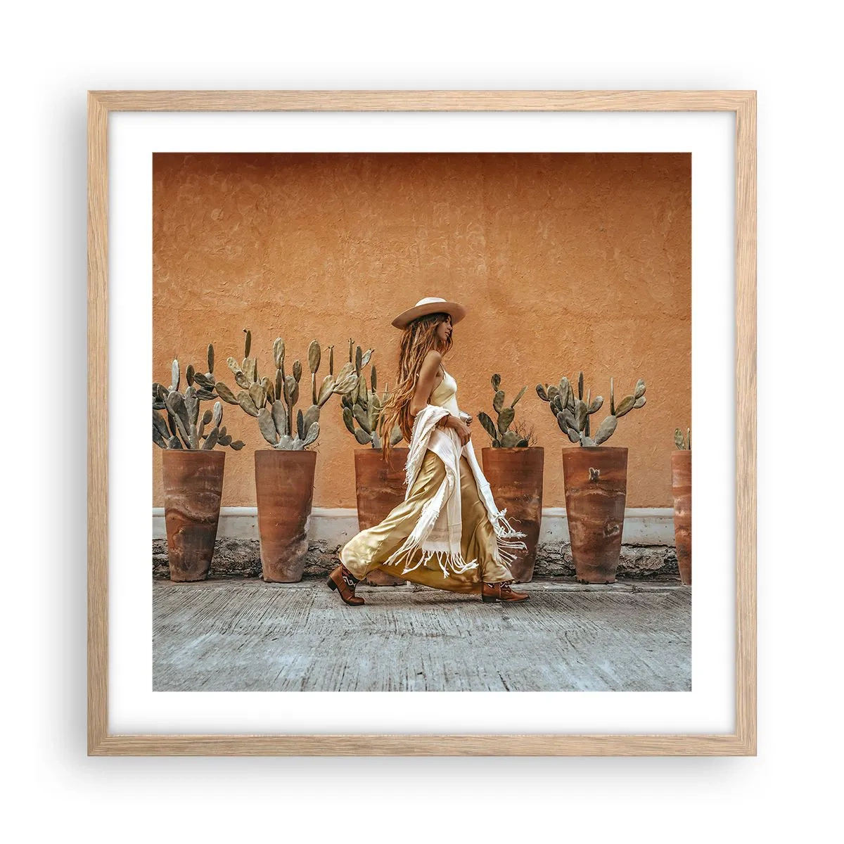 Poszter világos tölgy keretben - Hippi stílusban - 50x50 cm