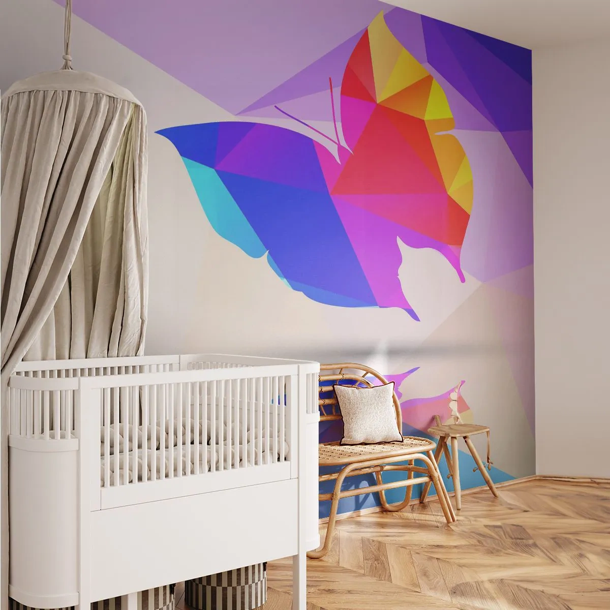 Fotótapéta Premium Sand - Szivárvány pillangó - Rovarok, Pillangó, Geometriai ábra - 100x70 cm