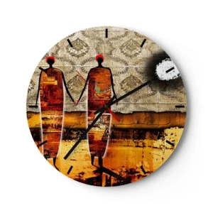 Falióra, Óra - Etnikai összetétel Afrika színeiben - 40x40 cm