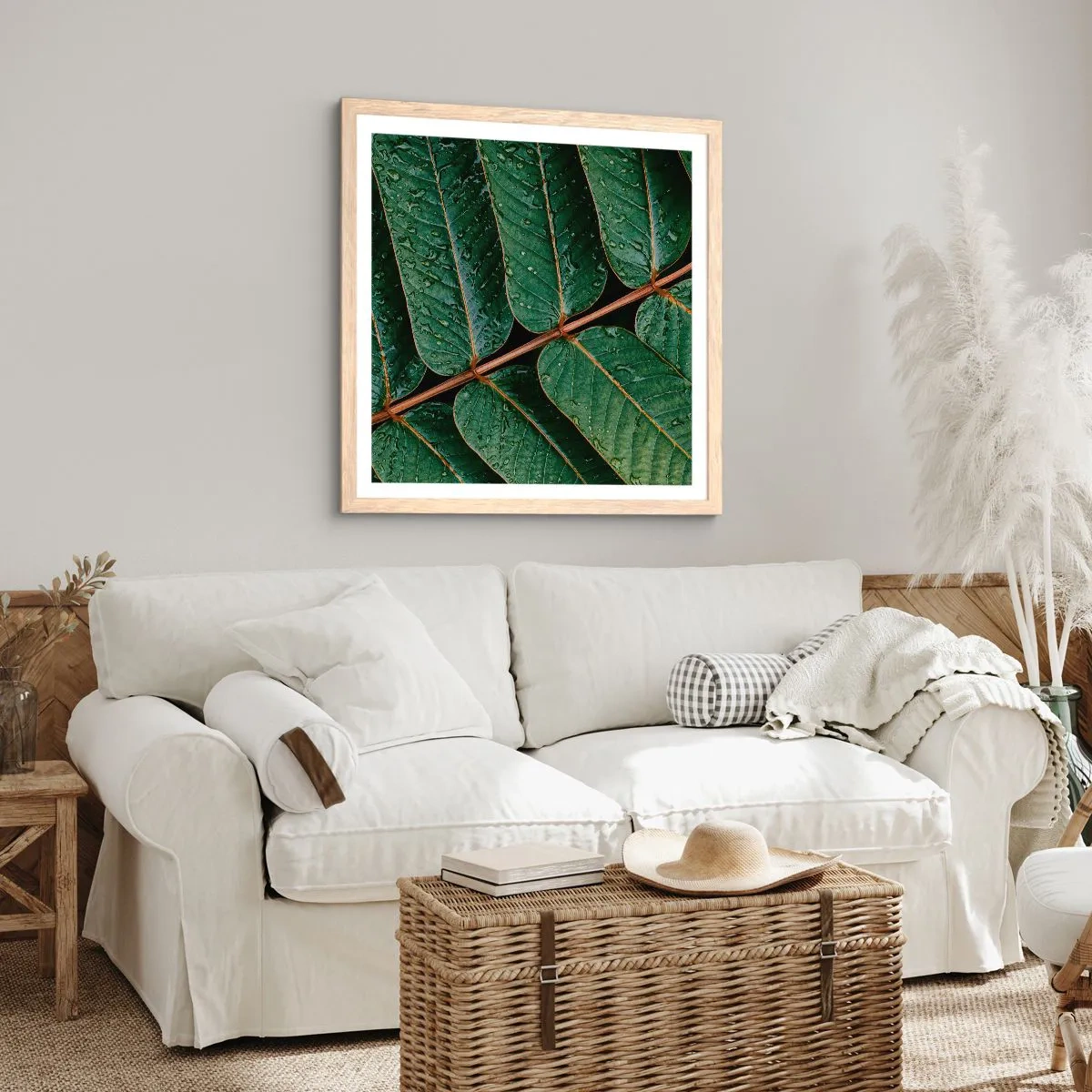 Poszter világos tölgy keretben - Zöld ritmusban - 50x50 cm