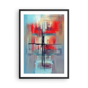 Poszter fehér keretben - Absztrakt kompozíció dinamikus színekben - 50x70cm - Tájkép egy ismeretlen dimenzióban - Modern fali dekoráció nappalihoz és hálószobához ARTTOR