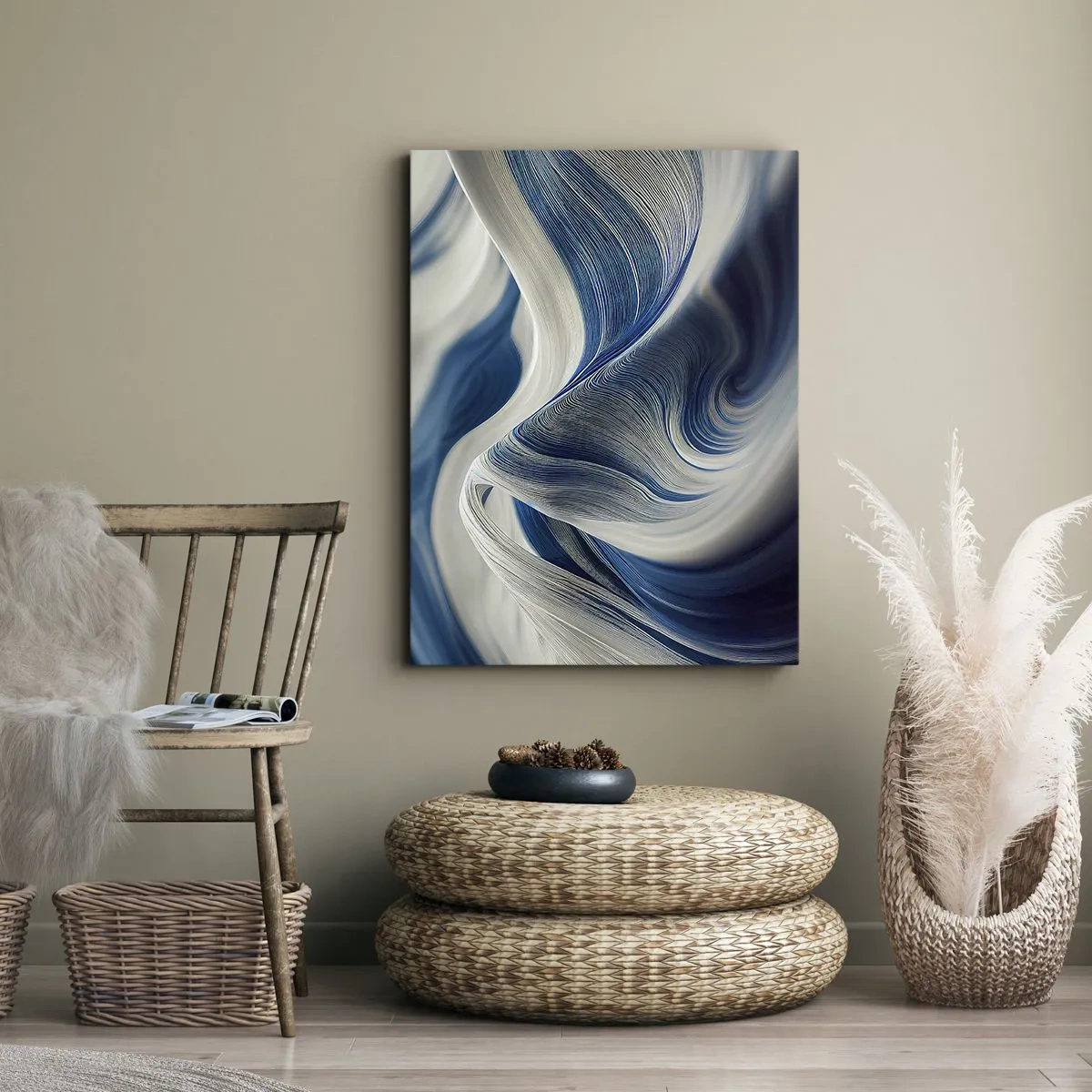 Vászonkép - Kék és fehér folyékonysága - 50x70 cm