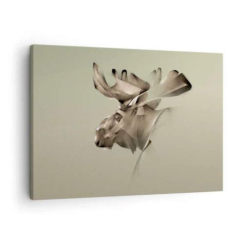 Vászonkép - Egy jávorszarvas absztrakt képe minimalista háttérrel - 70x50cm - A béke szelíd ereje - Modern fali dekoráció nappalihoz és hálószobához ARTTOR