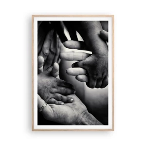 Poszter világos tölgy keretben - Embernek lenni - 70x100 cm