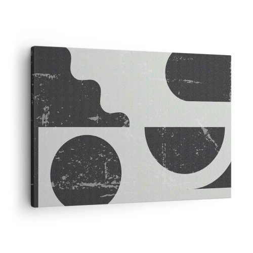 Vászonkép - Geometrikus minták fekete és szürke árnyalatokban - 70x50cm - Kompozíció fent és lent - Modern fali dekoráció nappalihoz és hálószobához ARTTOR