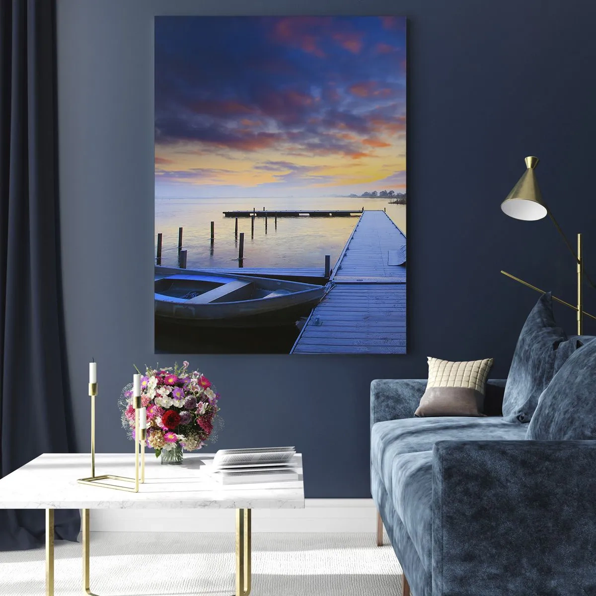 Üveg kép - Lila-arany nyugalom - 50x70 cm