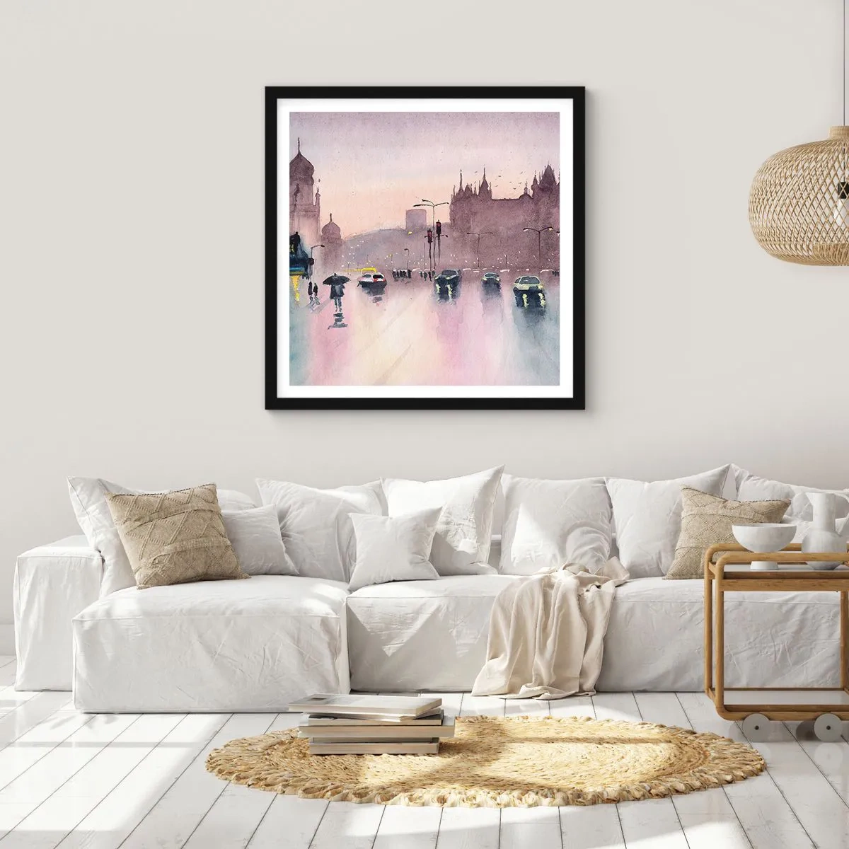 Poszter fehér keretben - Az esős ködben - 60x60 cm