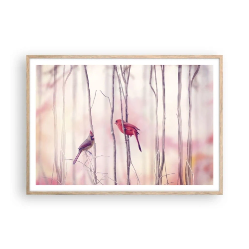 Poszter világos tölgy keretben - Rózsaszín erdő története - 100x70 cm