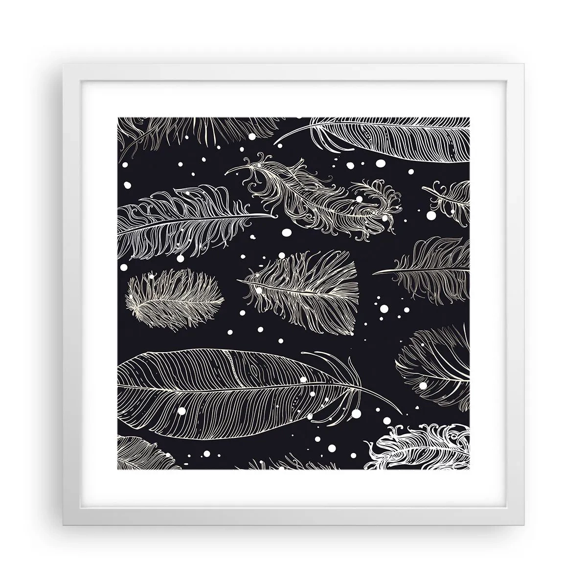 Poszter fekete keretben - Tollas csipke - 40x40 cm