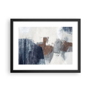 Poszter fehér keretben - Kékes barna formák - 40x30 cm