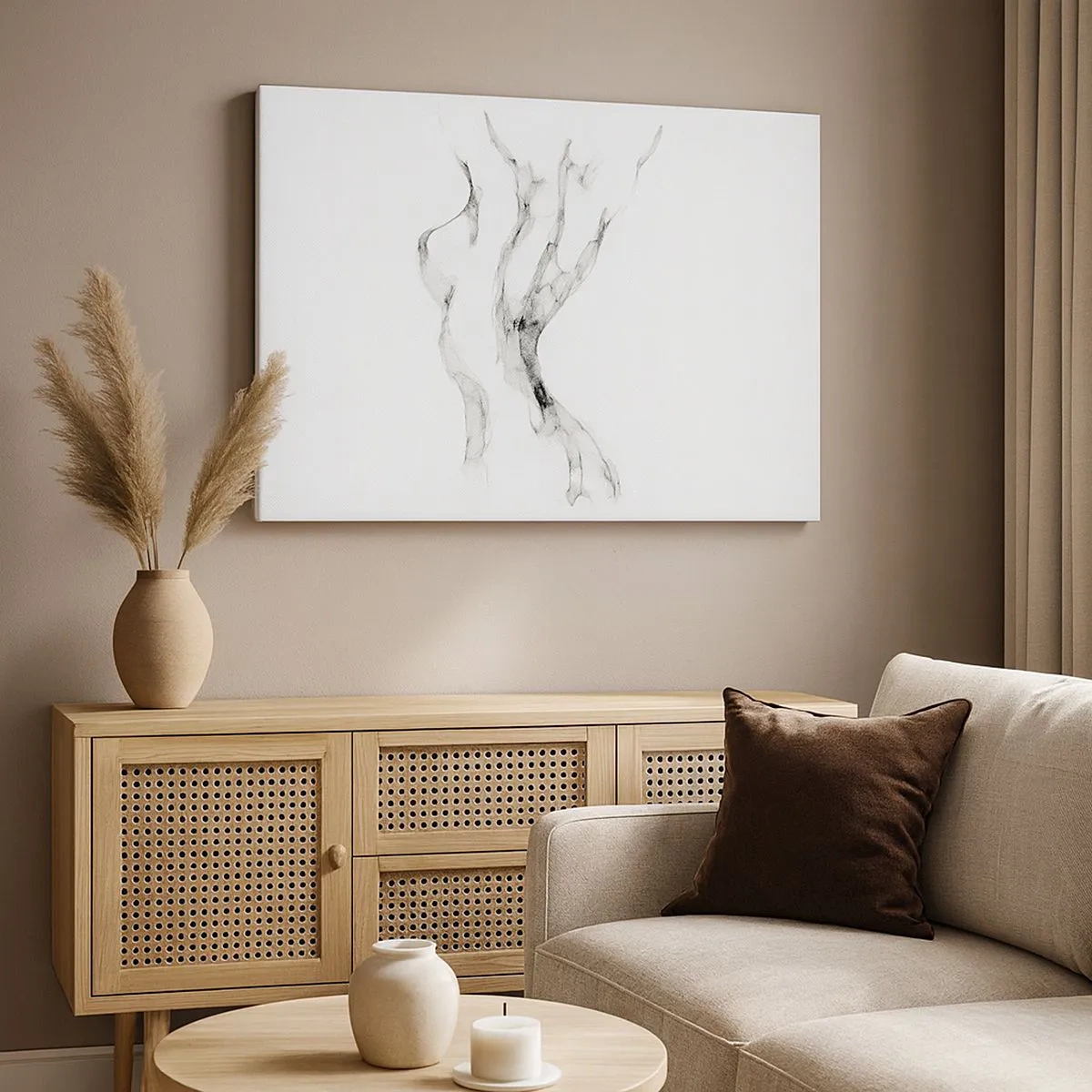 Vászonkép - Finom, absztrakt vonalak, amelyek füstcsíkokra hasonlítanak világos háttér előtt - 70x50cm - Gyönyörű és erős - Modern fali dekoráció nappalihoz és hálószobához ARTTOR