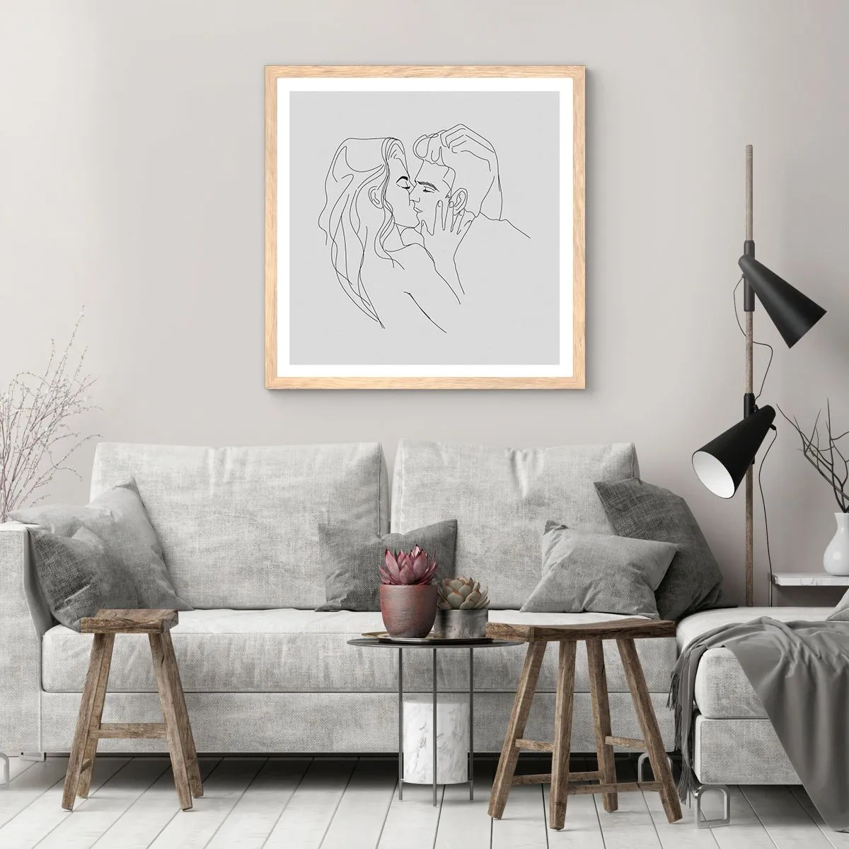 Poszter világos tölgy keretben - Ugyanaz a vonalón - 60x60 cm