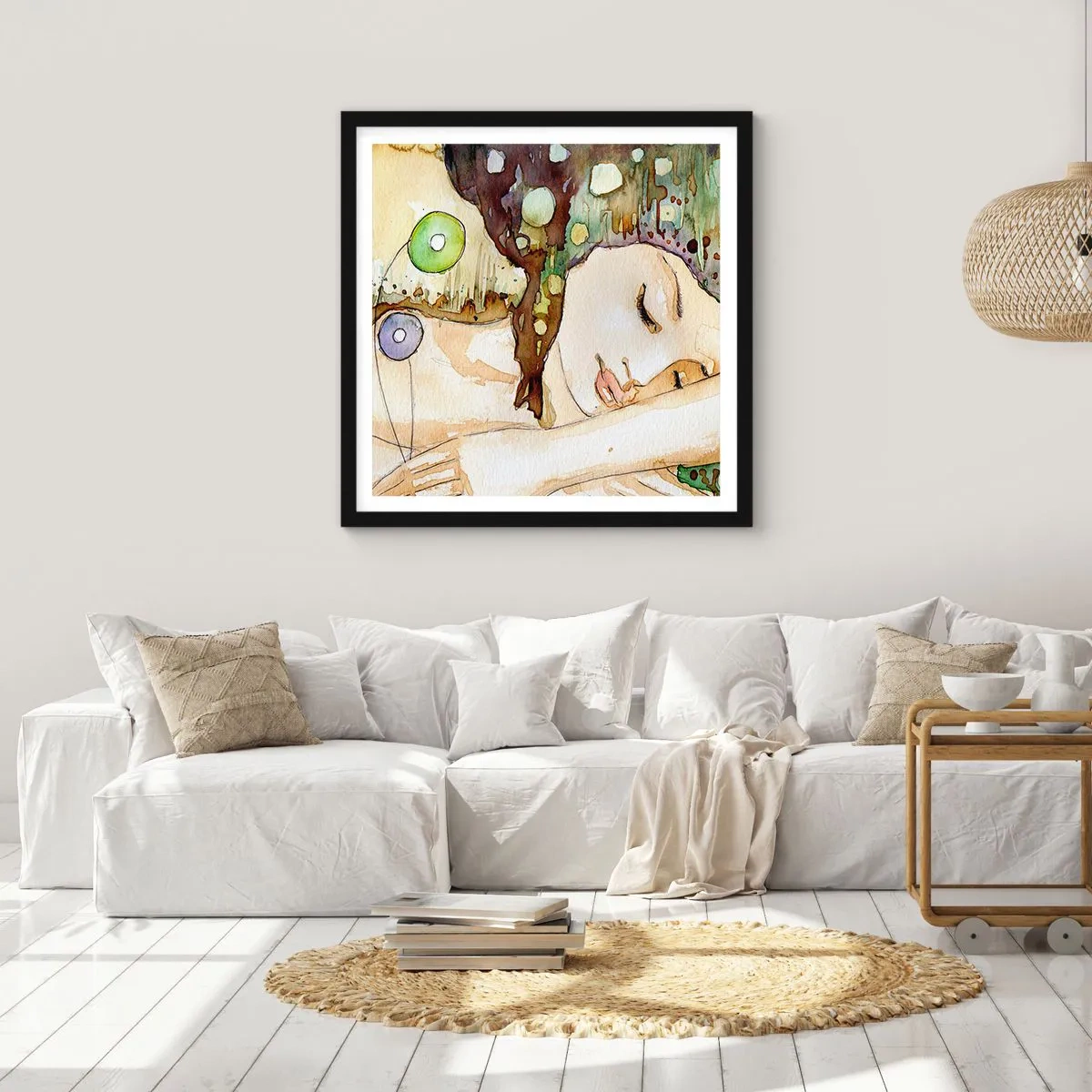 Poszter fehér keretben - Smaragd-ibolya álom - 60x60 cm