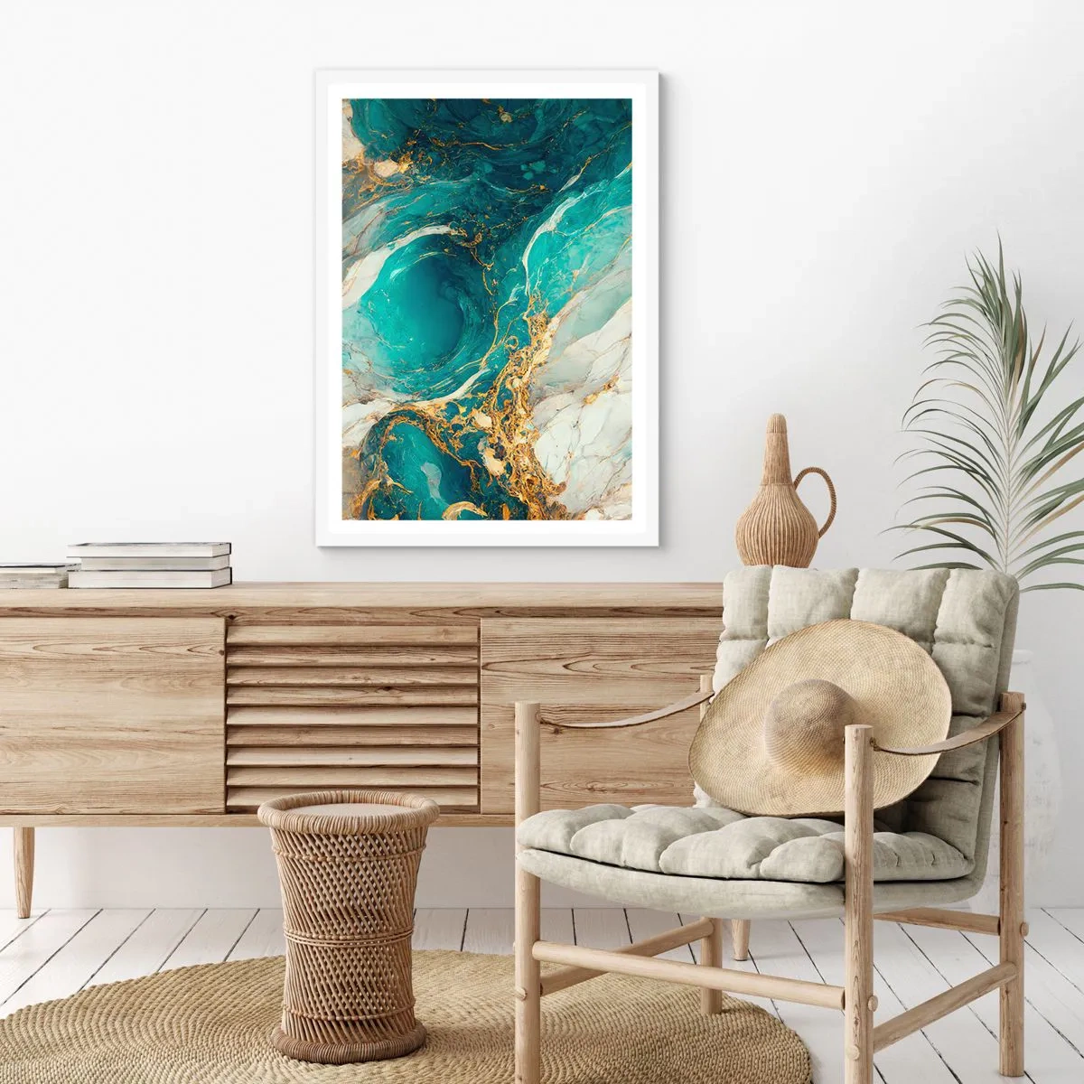 Poszter fekete keretben - Kompozíció aranyvénákkal - 50x70 cm