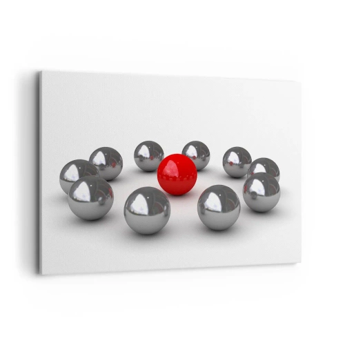 Vászonkép - Ezüst és piros kör - 120x80 cm