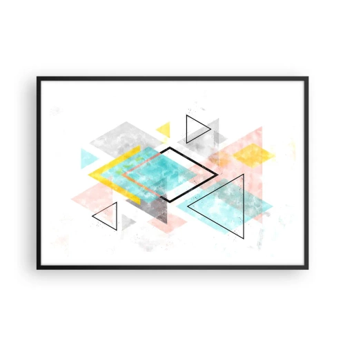Poszter fehér keretben - Geometriai játék - 100x70 cm